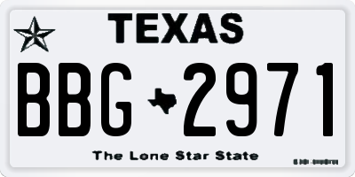 TX license plate BBG2971