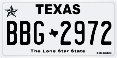 TX license plate BBG2972