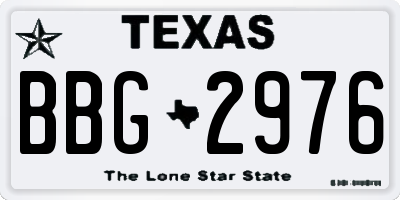 TX license plate BBG2976