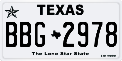 TX license plate BBG2978