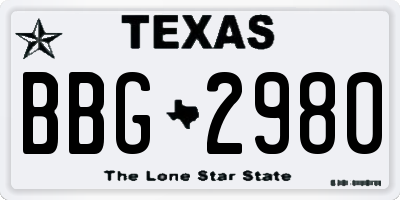 TX license plate BBG2980