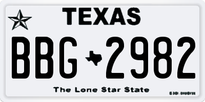 TX license plate BBG2982