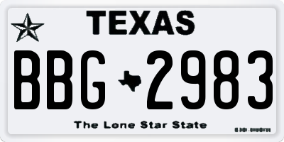 TX license plate BBG2983