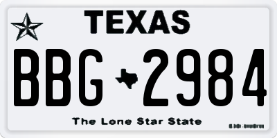 TX license plate BBG2984