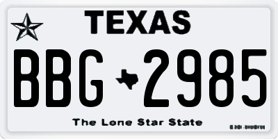 TX license plate BBG2985