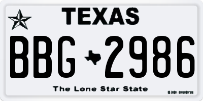 TX license plate BBG2986
