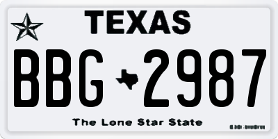 TX license plate BBG2987