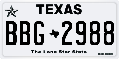 TX license plate BBG2988