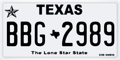 TX license plate BBG2989