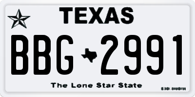 TX license plate BBG2991