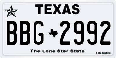 TX license plate BBG2992