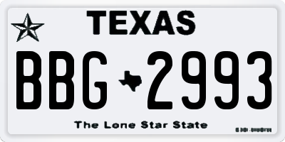 TX license plate BBG2993