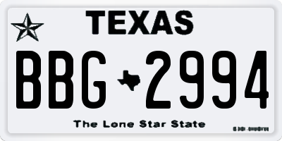 TX license plate BBG2994