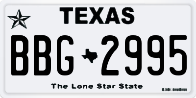 TX license plate BBG2995