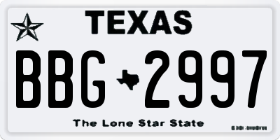 TX license plate BBG2997