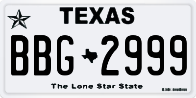 TX license plate BBG2999