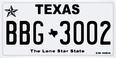 TX license plate BBG3002