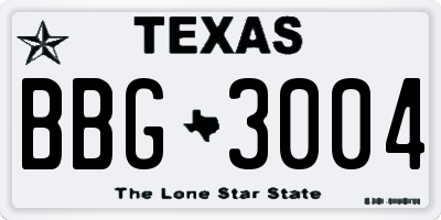 TX license plate BBG3004