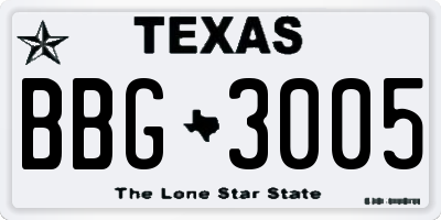 TX license plate BBG3005