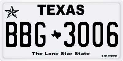 TX license plate BBG3006