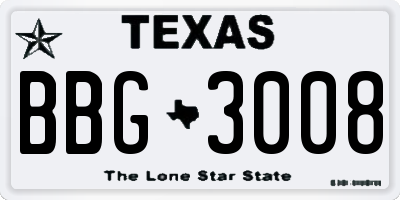 TX license plate BBG3008