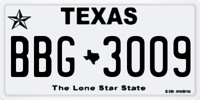 TX license plate BBG3009