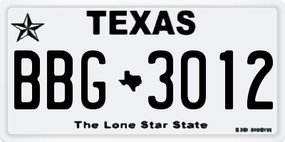 TX license plate BBG3012