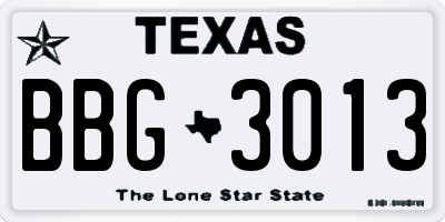 TX license plate BBG3013