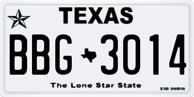 TX license plate BBG3014