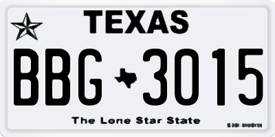 TX license plate BBG3015