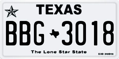 TX license plate BBG3018