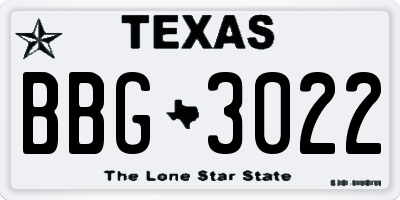 TX license plate BBG3022