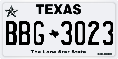 TX license plate BBG3023