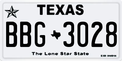 TX license plate BBG3028