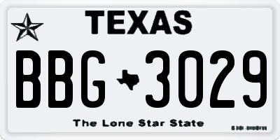 TX license plate BBG3029