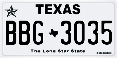 TX license plate BBG3035