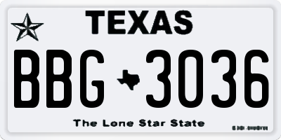 TX license plate BBG3036