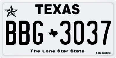 TX license plate BBG3037