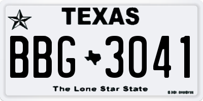 TX license plate BBG3041