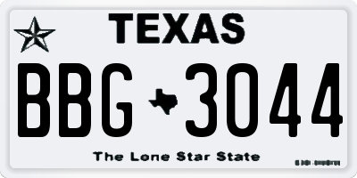 TX license plate BBG3044