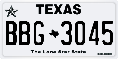 TX license plate BBG3045