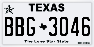 TX license plate BBG3046