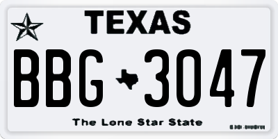 TX license plate BBG3047