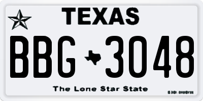 TX license plate BBG3048