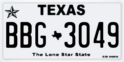 TX license plate BBG3049