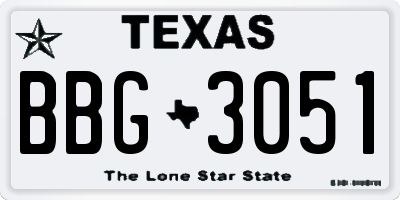 TX license plate BBG3051