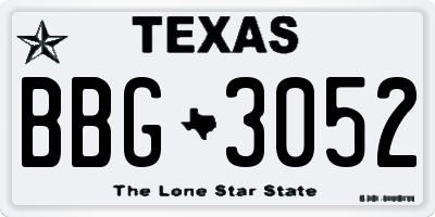 TX license plate BBG3052