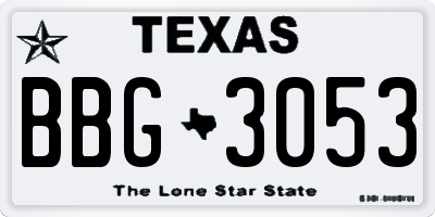 TX license plate BBG3053