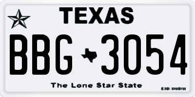 TX license plate BBG3054