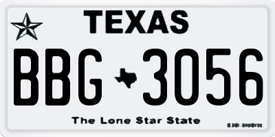 TX license plate BBG3056